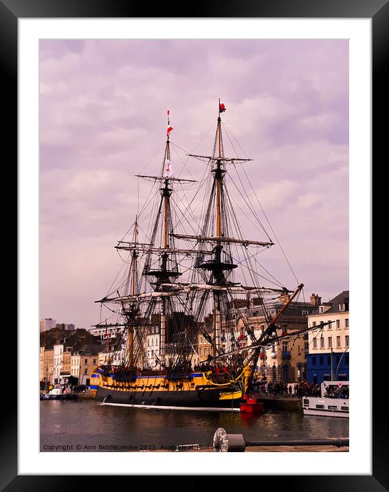 French Frigate Framed Mounted Print by Ann Biddlecombe
