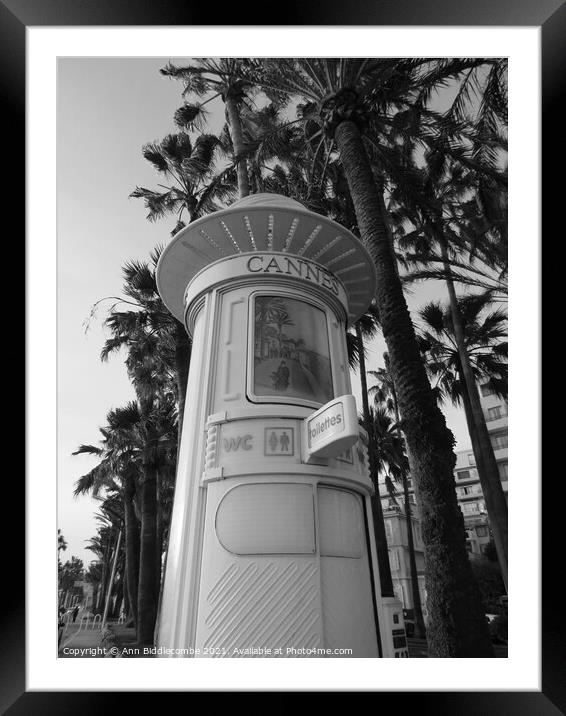 Monochrome vintage toilet in Cannes on the Cote d  Framed Mounted Print by Ann Biddlecombe