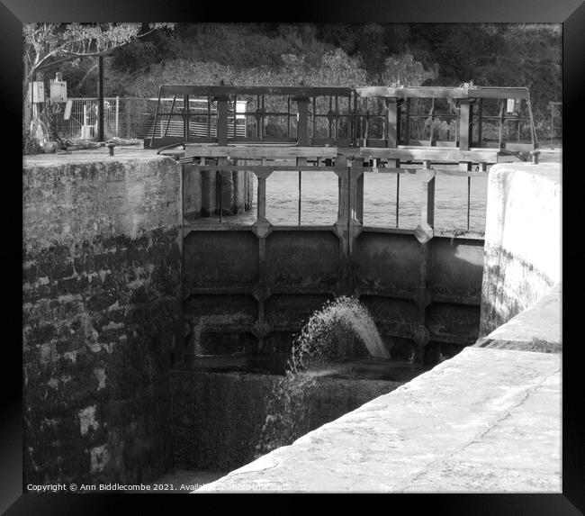 Monochrome First and Last Lock at Beziers Framed Print by Ann Biddlecombe