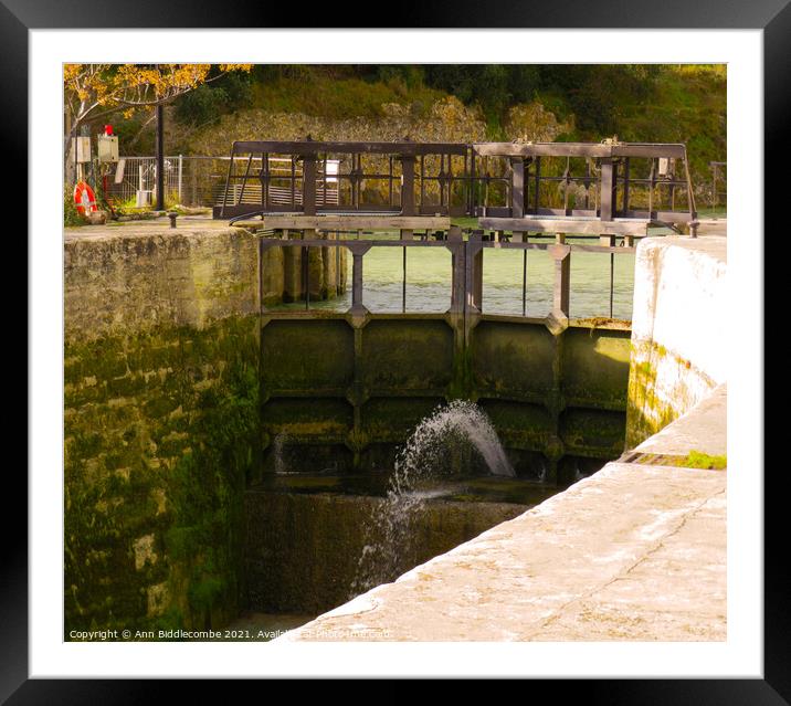 First and Last Lock at Beziers Framed Mounted Print by Ann Biddlecombe