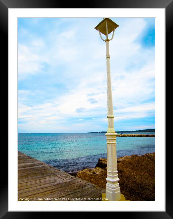 Lantern on the Jetty Framed Mounted Print by Ann Biddlecombe