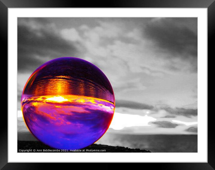 Sunset in a sphere Framed Mounted Print by Ann Biddlecombe