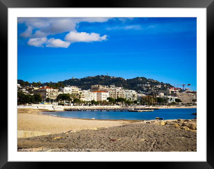 Cannes sea front Framed Mounted Print by Ann Biddlecombe