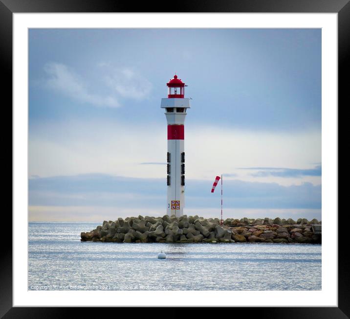 Lighthouse at Cannes Framed Mounted Print by Ann Biddlecombe