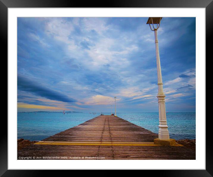 A lighter version of Jetty to nowhere  Framed Mounted Print by Ann Biddlecombe