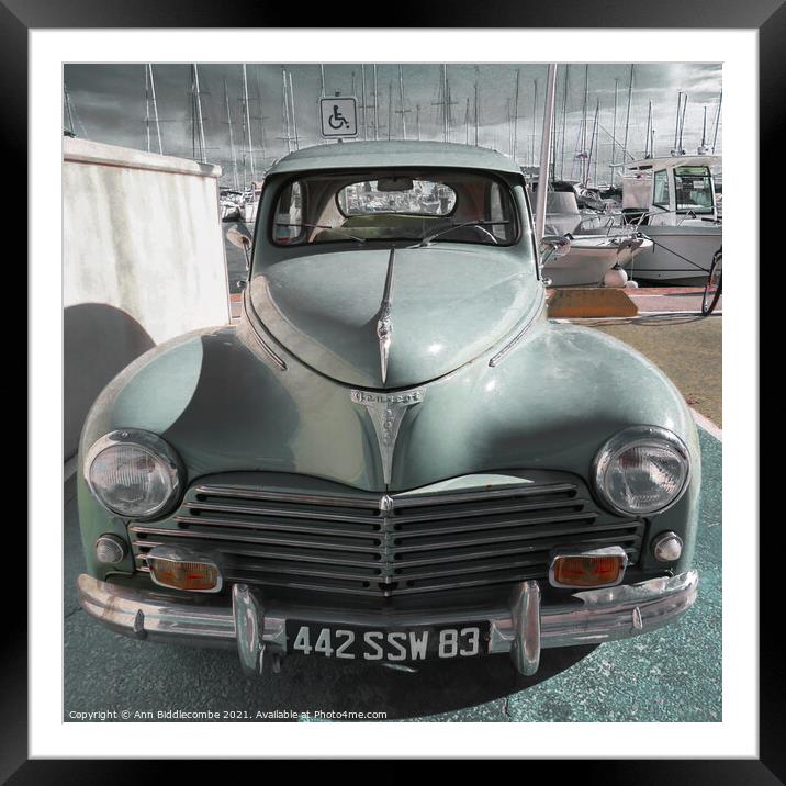 Peugeot 203 with faded color Framed Mounted Print by Ann Biddlecombe