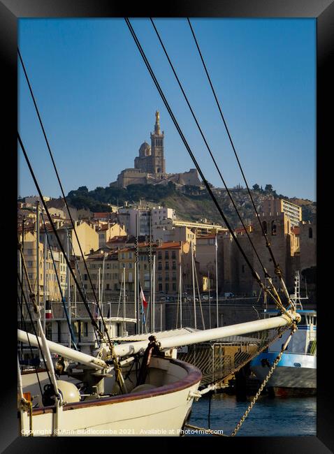 View from the Port to the Notre Dames de la Garde Framed Print by Ann Biddlecombe
