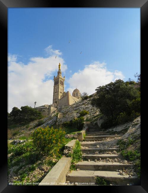 The stairs to Notre Dame de la Garde Framed Print by Ann Biddlecombe