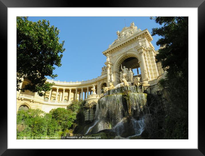 The waterfall at Palais Longchamp Framed Mounted Print by Ann Biddlecombe