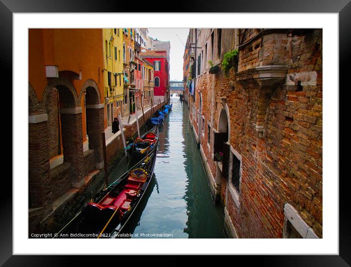 Side street in Venice Framed Mounted Print by Ann Biddlecombe