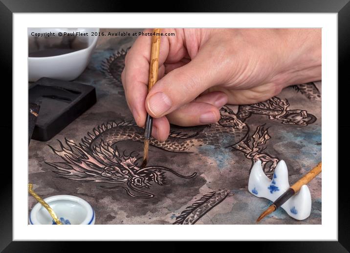 Artist painting a Chinese dragon Framed Mounted Print by Paul Fleet