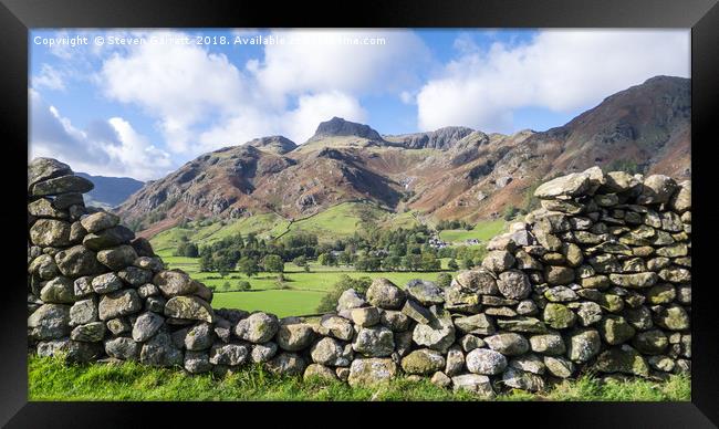 The Langdale Pikes and Stickle Ghyll, Lake Distric Framed Print by Steven Garratt