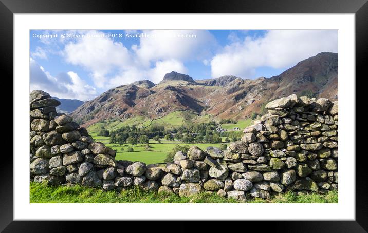 The Langdale Pikes and Stickle Ghyll, Lake Distric Framed Mounted Print by Steven Garratt
