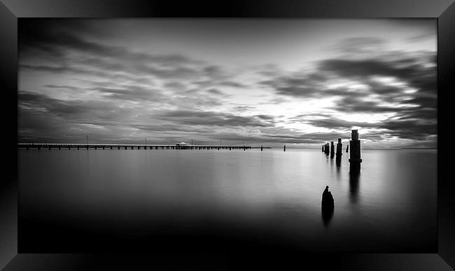 Shorncliffe Pier in Monochrome Framed Print by Peta Thames