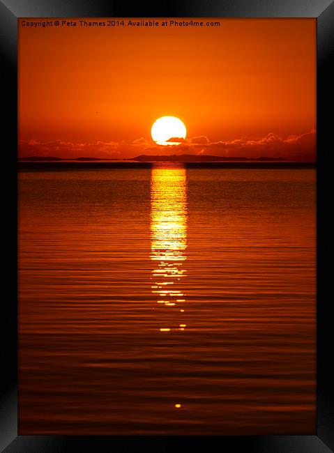 Low Sun over Moreton Island Framed Print by Peta Thames