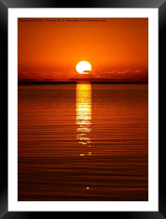 Low Sun over Moreton Island Framed Mounted Print by Peta Thames