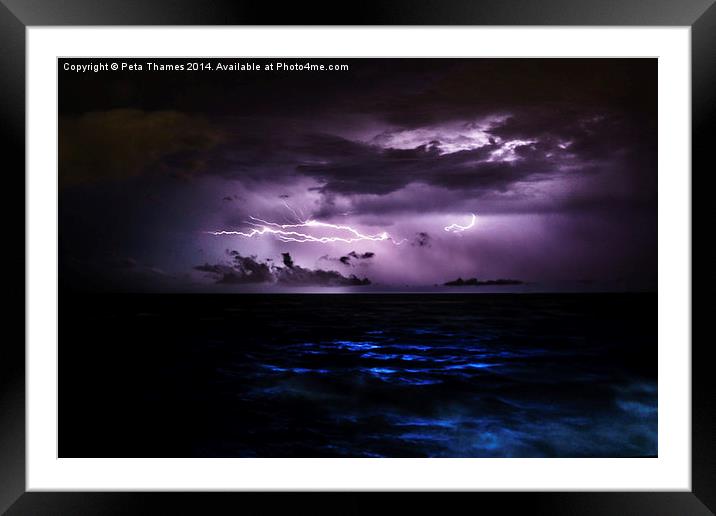 Ocean Lightning Framed Mounted Print by Peta Thames