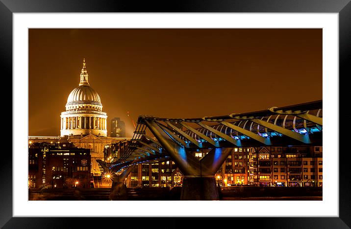  St. Paul's and Millennium Bridge.  Framed Mounted Print by Peter Bunker