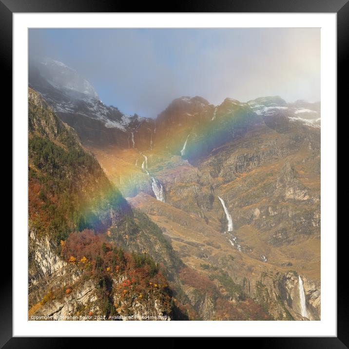 Pineta Valley Rainbow Framed Mounted Print by Stephen Taylor