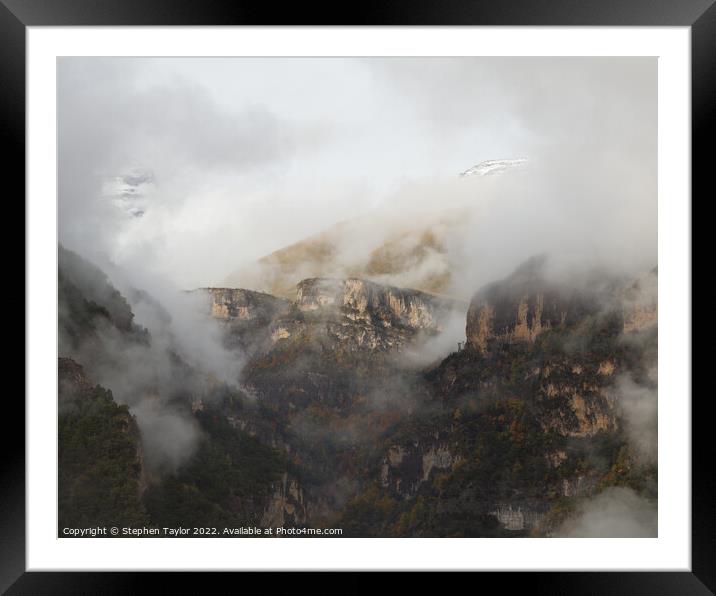 Autumn Mist in Anisclo Framed Mounted Print by Stephen Taylor