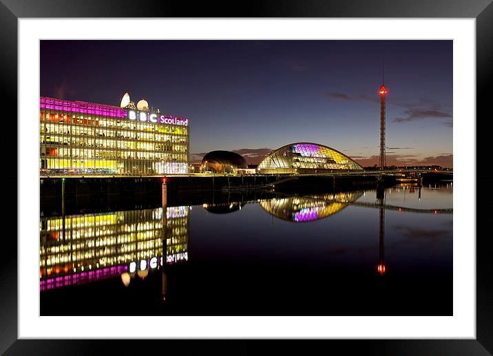 Glasgow Clyde Front at night Framed Mounted Print by Stephen Taylor