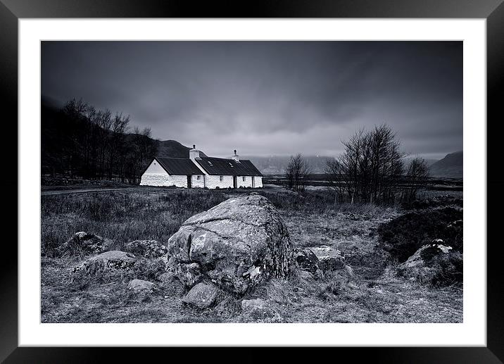 Black Rock Cottage Glencoe Framed Mounted Print by Stephen Taylor