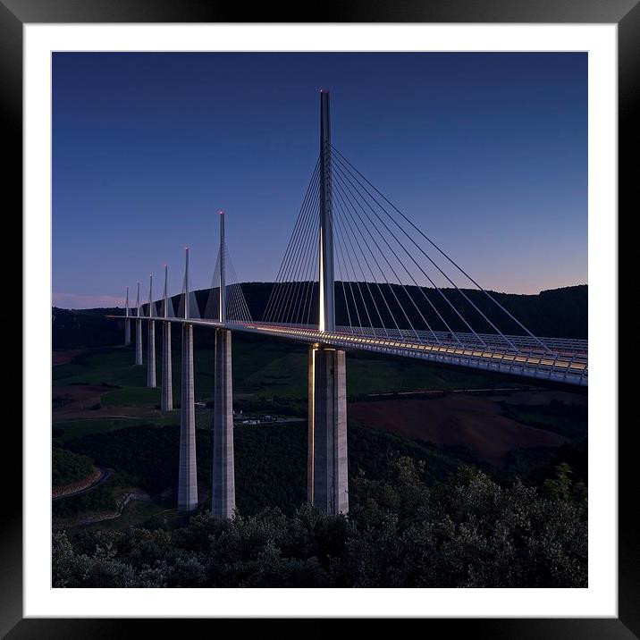 Millau Viaduct at night Framed Mounted Print by Stephen Taylor