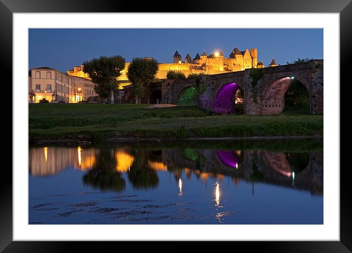  Carcassone at night Framed Mounted Print by Stephen Taylor