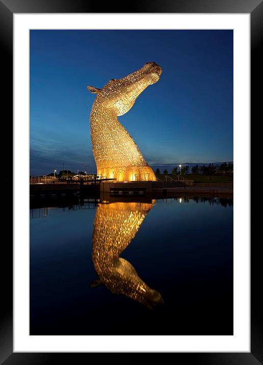  Kelpies reflection Framed Mounted Print by Stephen Taylor