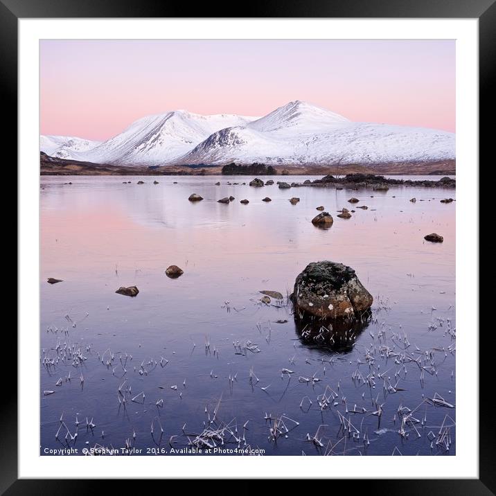 Lochan na h-Achlaise Framed Mounted Print by Stephen Taylor