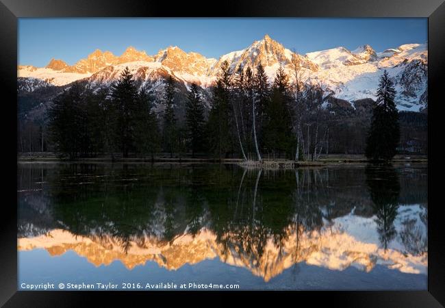 Mont Blanc reflections Framed Print by Stephen Taylor