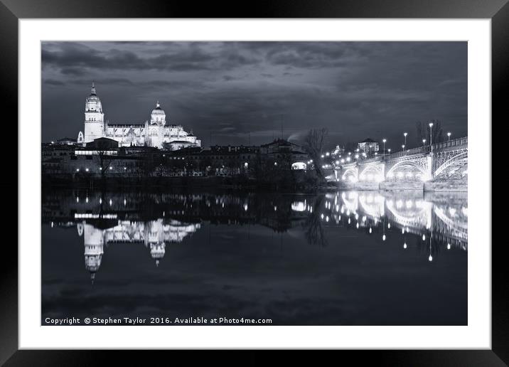 Salamanca at night Framed Mounted Print by Stephen Taylor