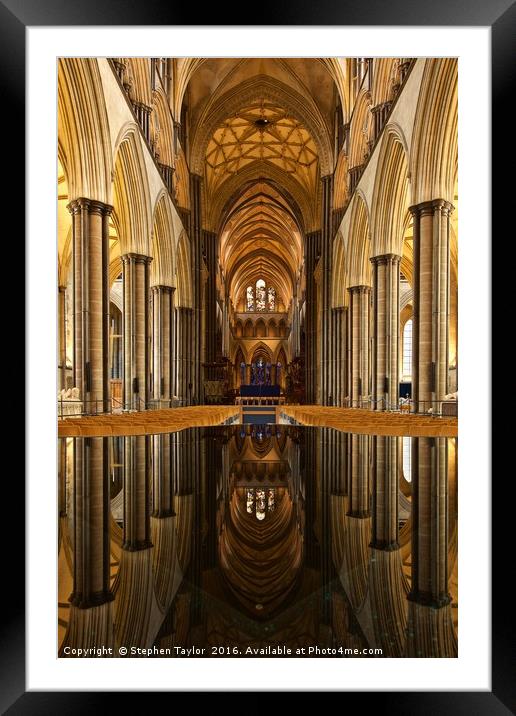 Salisbury Cathedral reflections Framed Mounted Print by Stephen Taylor