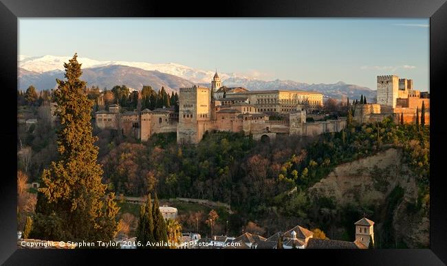 The last of the light at the Alhambra Framed Print by Stephen Taylor
