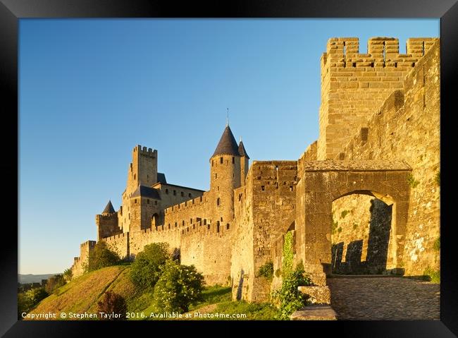 Carcassonne city walls Framed Print by Stephen Taylor