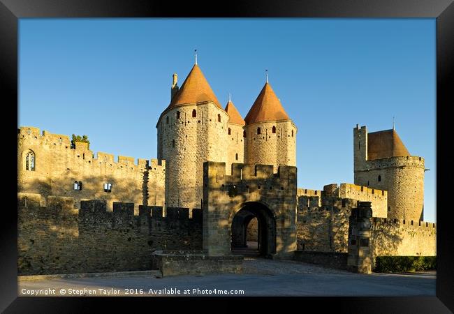Narbonne Gate Carcassonne Framed Print by Stephen Taylor