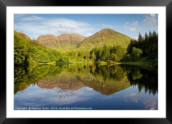 Bidean nam Bian reflections Framed Mounted Print by Stephen Taylor