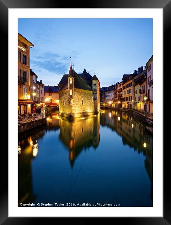 Palais de i'lle Annecy Framed Mounted Print by Stephen Taylor