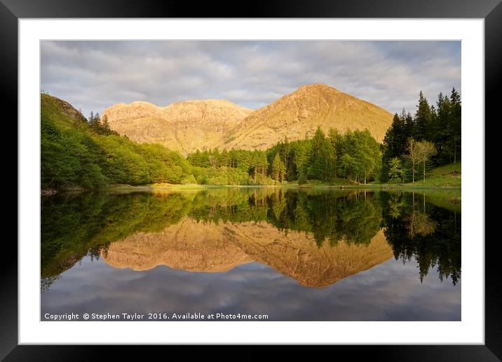 Torren Lochan Reflections Framed Mounted Print by Stephen Taylor