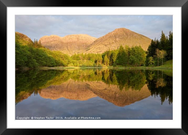 Bidean Nam Bian reflections Framed Mounted Print by Stephen Taylor