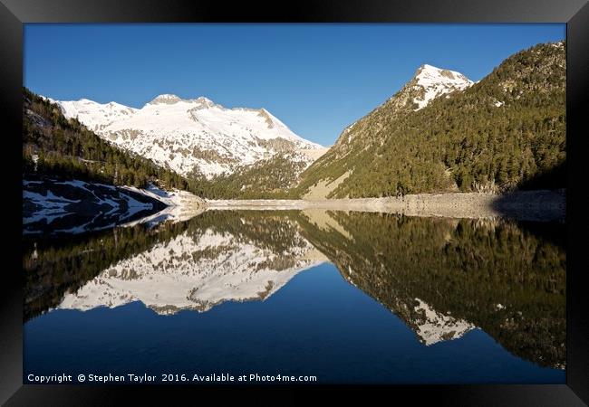 Reflections of the Pyrenees Framed Print by Stephen Taylor