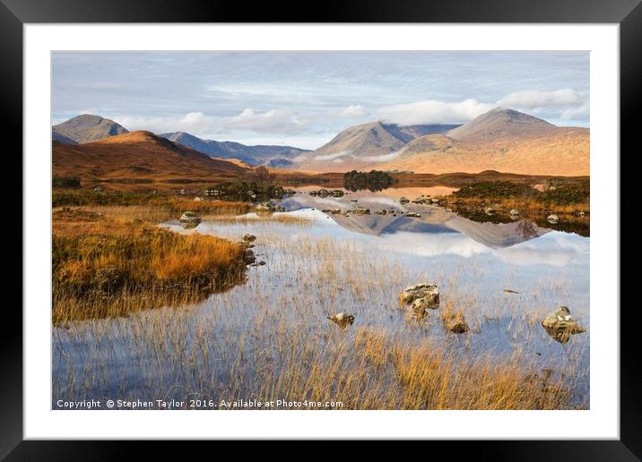 Autumn at Lochan na h-Achlaise Framed Mounted Print by Stephen Taylor