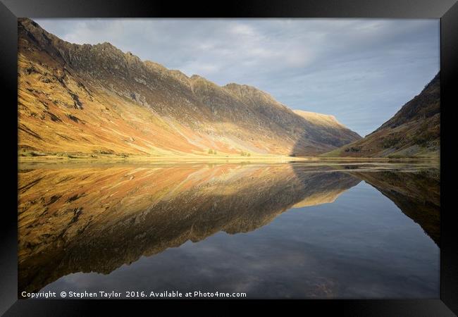 Shadows and light at Loch Achtrocitan Framed Print by Stephen Taylor