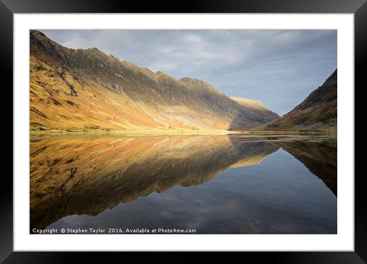 Shadows and light at Loch Achtrocitan Framed Mounted Print by Stephen Taylor