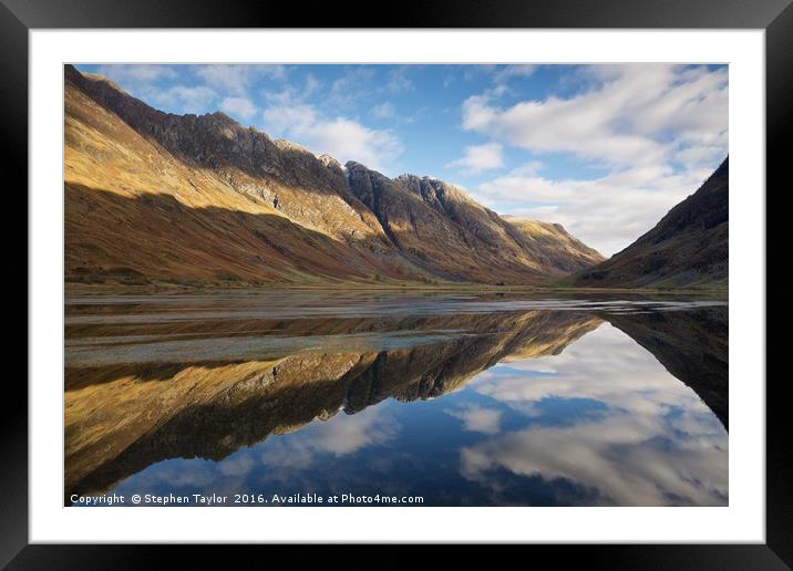 Shadows and light at Loch Achtrocitan Framed Mounted Print by Stephen Taylor