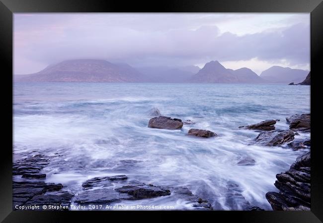 Stormy Seas at Elgol Framed Print by Stephen Taylor