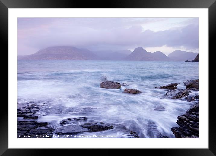 Stormy Seas at Elgol Framed Mounted Print by Stephen Taylor