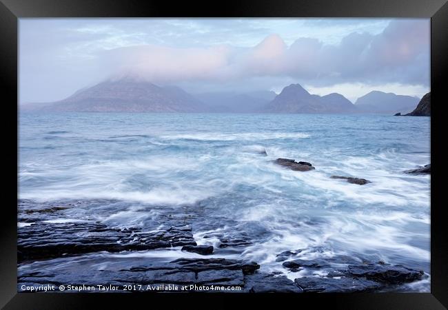 Blustery weather at Elgol Framed Print by Stephen Taylor