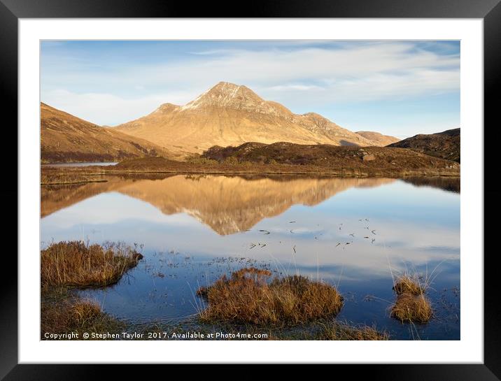 Cul Beag and an Assynt Mountain Lake Framed Mounted Print by Stephen Taylor