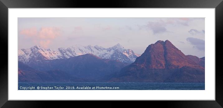 First Light on Sgurr Na Stri and the Cuillin Ridge Framed Mounted Print by Stephen Taylor